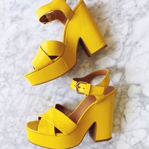 NIB yellow Kate Spade Grace Platform Sandal 6